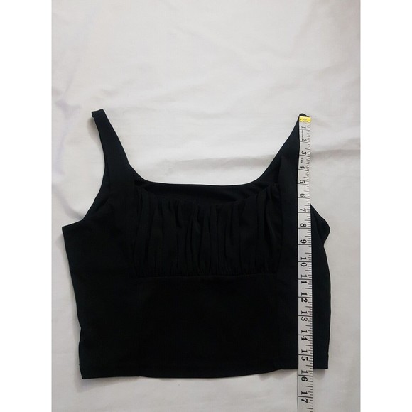 Womens Tank Top Size XL Stretch Crop Sleeveless Pleated Polyester Spandex Short - Picture 11 of 12